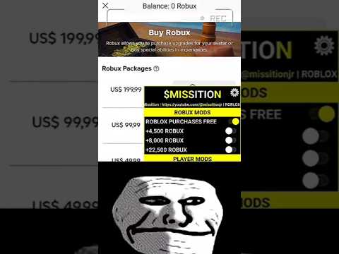 roblox mod menu free purchases with robux hacks troll face meme #trollface #freerobux #robloxapk