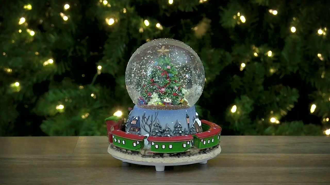 Rotating Train And Christmas Tree Musical Animated Snow Globe - NORTHLIGHT PM02740