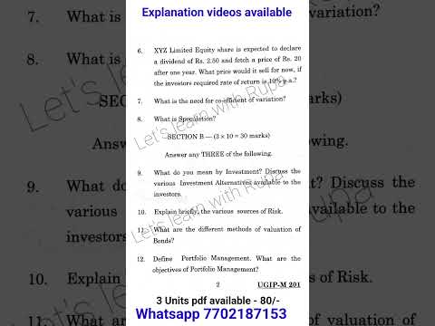 Thumbnail for Investment planning degree 2nd sem 2025 previous qsn paper #ambedkaruniversity #investmentplanning