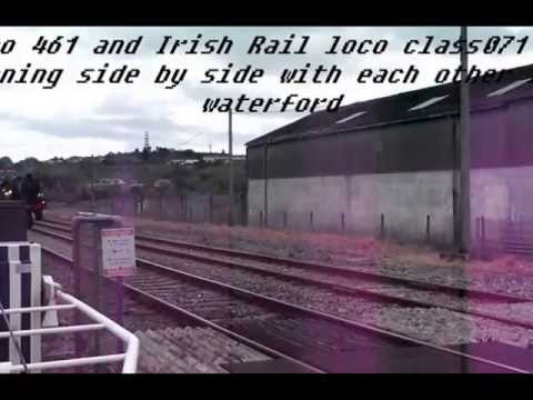 RPSI loco 461 + IR loco 081 running parralel leaving Waterford