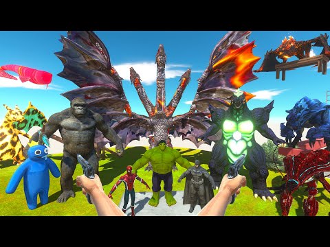 Rescues Marvel Superheroes & Fights Godzilla,Kong,Ghidorah,Dinosaurs-Animal Revolt Battle Simulator