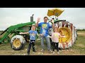 Making a real tractor SUPER dirty and washing it | Tractors for kids