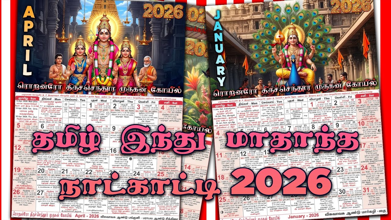 தமிழ் இந்து மாதாந்த முகநூல் நாட்காட்டி 2026 - Tamil Hindu Monthly Calendar 2026
