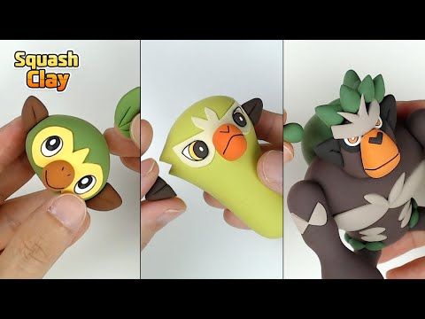 Pokémon Clay Art: Grookey line!! Grass type Pokémon [satisfying video]