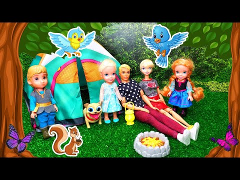 CAMPING SLEEPOVER! Elsa and Anna and Kristoff Toddlers go camping and it starts to rain.