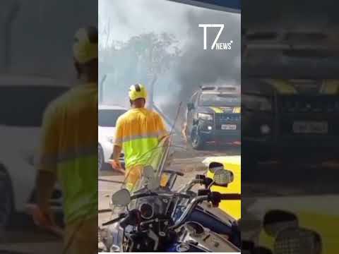 Fogo consome viaturas na sede da PRF em incêndio em Roseira
