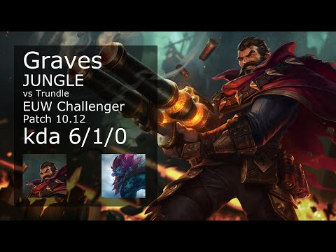 Graves Jungle vs Trundle - EUW Challenger 6/1/0 Patch 10.12 Gameplay