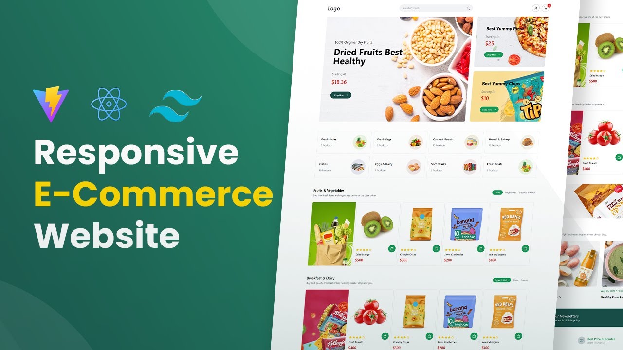 Creating a Responsive eCommerce Website with React and Tailwind CSS with Add To Cart Functionality