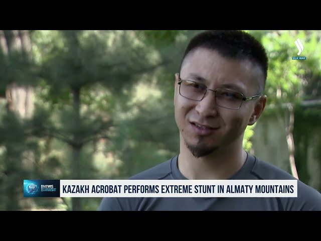 Қозоғистонлик акробат Алмати тоғларида хавфли трюк намойиш қилди