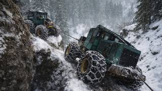 Unbelievable Heavy Equipment Rescues in Snow and Mud! Extreme Machines and Logging Operations