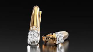 Золотые серьги с бриллиантами. Артикул 770369  - Фото 2