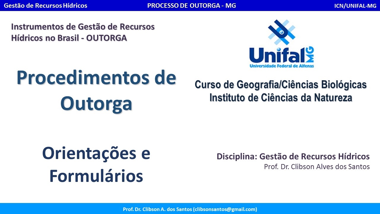 Procedimentos de Outorga de Água - NOVO