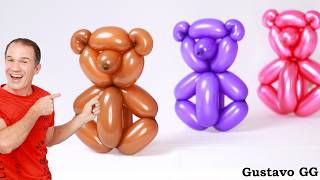 BALLOON ANIMALS FOR BEGINNERS 😊👍 balloon bear - How to make balloon animals  - Gustavo gg