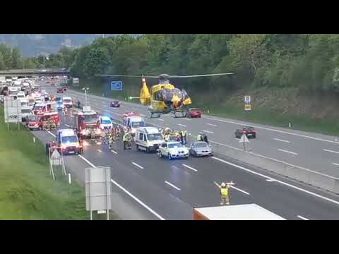 Schwerer Unfall auf A14 auf Höhe Wolfurt