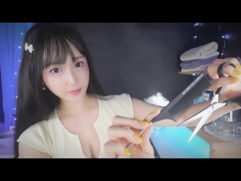 ASMR Personal Shave and Haircut at Home as Your Girlfriend👩❤