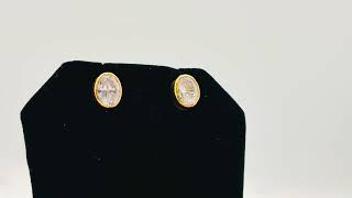 22K Gold 6 Carat Cubic Zirconia Oval Solitaire Earrings for Women - GER355
