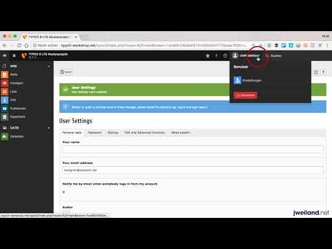 TYPO3 8.7 für Redakteure -Teil 03 Einstellungen für das eigene Benutzerkonto