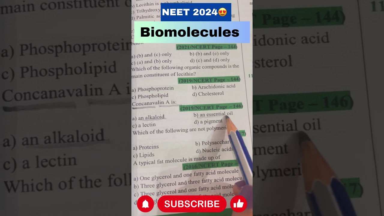 Biomolecules | NCERT Biology question practice | #neet #neet2024 #physicswallah #biology #ncert #pw