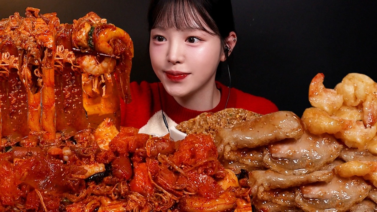 SUB)매운 마라샹궈 꿀조합 먹방! 꿔바로우 크림새우 계란볶음밥까지 백목이 잔뜩 야들살캉 마라파티 Mala Xi