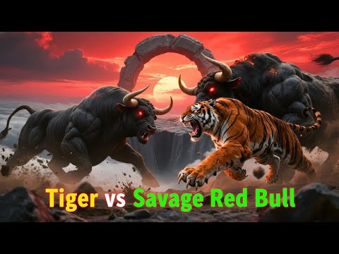 🦁🔥 Epic Tiger vs Savage Red Bull | Arena Clash | Who Will Win? | Fan-Made