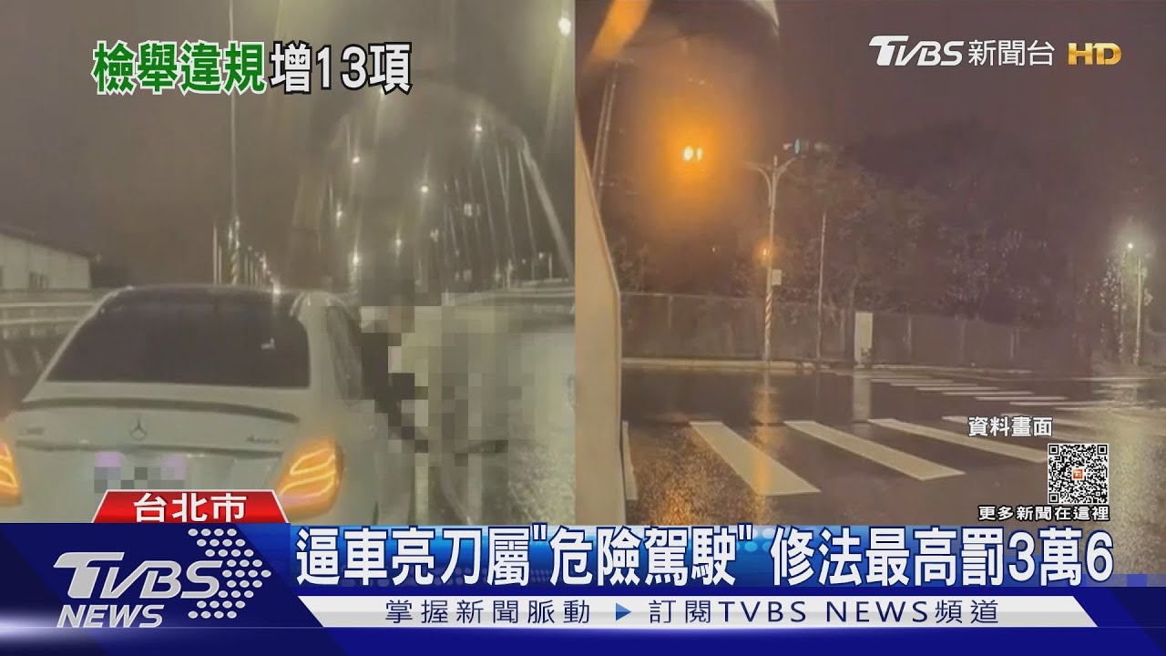 逼車亮刀屬「危險駕駛」 修法最高罰3萬6
