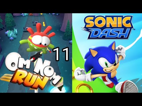 om nom run - vs - sonic dash - play game ( indroid iOS) walk through