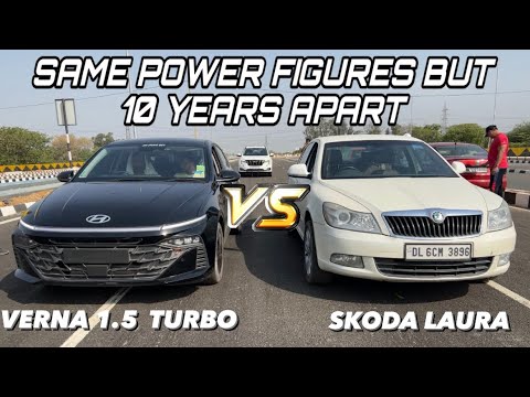 VERNA TURBO PETROL VS SKODA LAURA RACE | will 10 Years of age difference & more weight favour Verna?