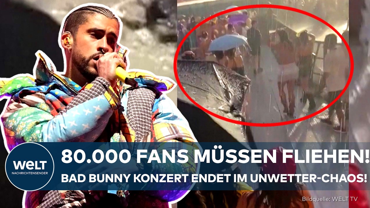 DRAMA UM BAD BUNNY: 80.000 Fans enttäuscht! Mega-Show wegen schwerer Gewitter abgebrochen!