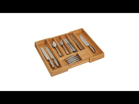 Besteckkasten Bambus ausziehbar Braun - Bambus - Holzwerkstoff - 55 x 5 x 45 cm