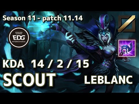 【韓国サーバー/C1】EDG Scout ルブラン(Leblanc) VS ルシアン(Lucian) MID - Patch11.14 KR Ranked【LoL】
