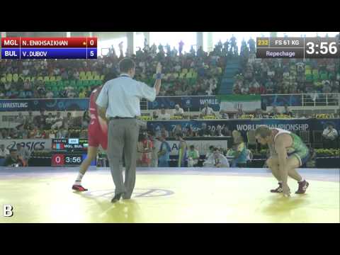 Repechage   Freestyle Wrestling 61 kg   V DUBOV BUL vs N ENKHSAIKHAN MGL   Tashkent 2014