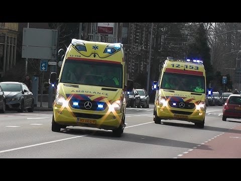 Ambulance`s 12-153 & 12-158 Met Spoed naar het MCA In Alkmaar na een Inzet in Heemskerk