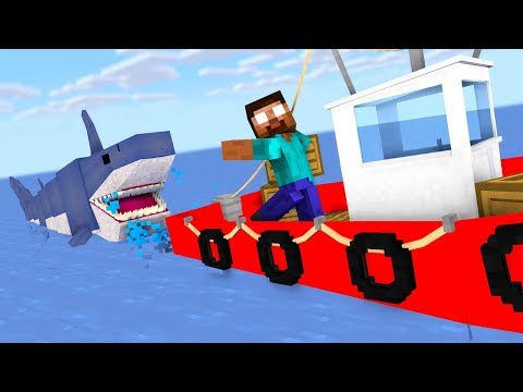 Monster School : Shark Attack Fishing challenge  - Minecraft Animation