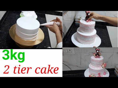 teddy bear 2 tier cake  design   | step by step cake making and decorating | design cake recipe