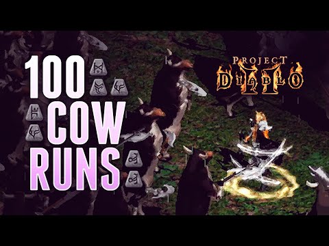 100 Cow Runs - ALL THE RUNES - Project Diablo 2 (PD2)