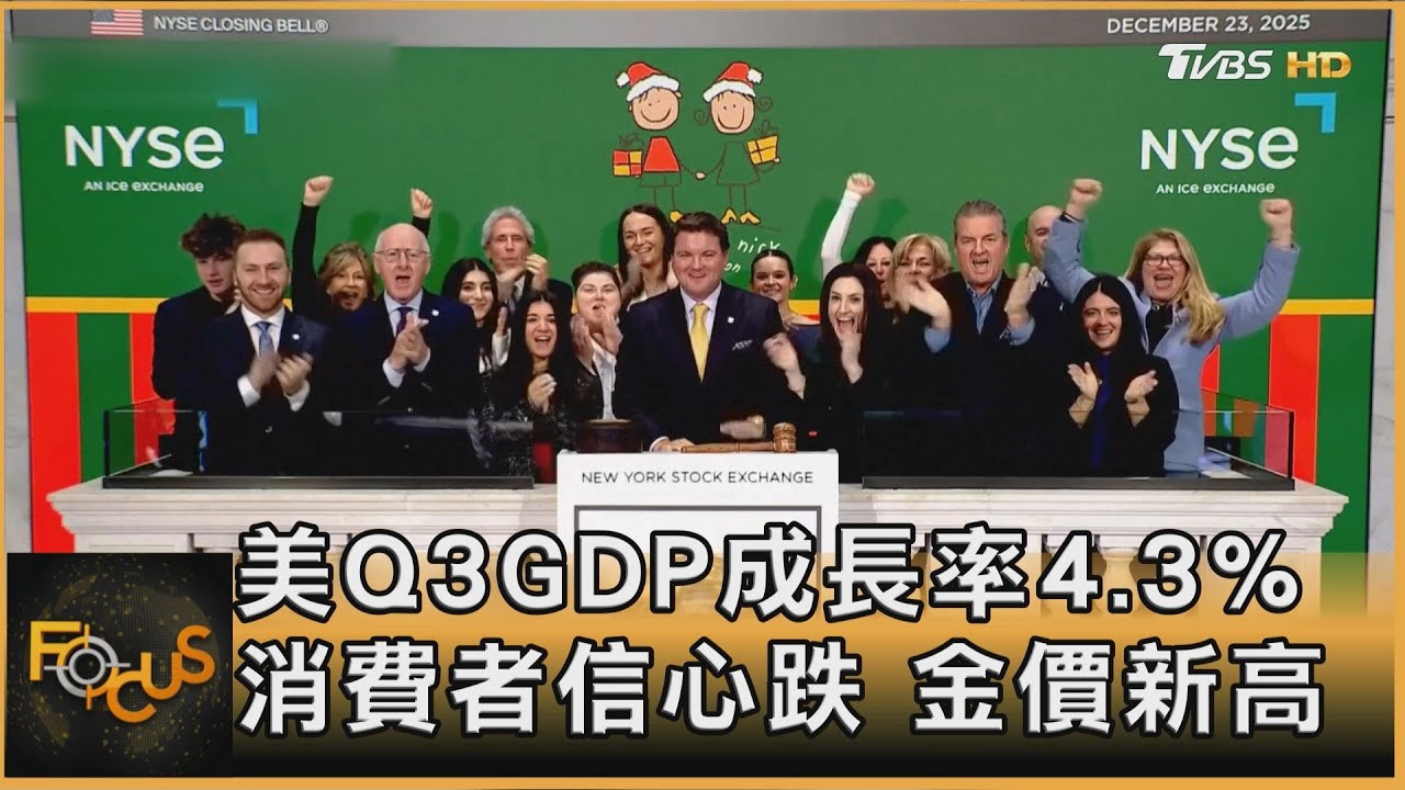 美Q3GDP成長率4.3% 消費者信心跌 金價新高