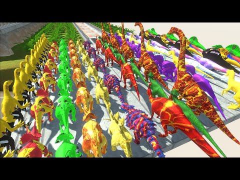Color Carnivore Dinosaurs vs Herbivore Dinosaurs - Animal Revolt Battle Simulator