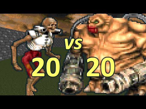 20 Revenants vs 20 Mancubi - Monster Infighting - Doom II Retro Battles