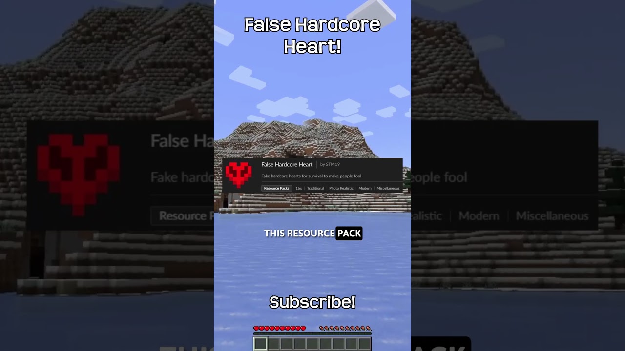 This Resource Pack Adds A False Hardcore Heart To Your Minecraft World!
