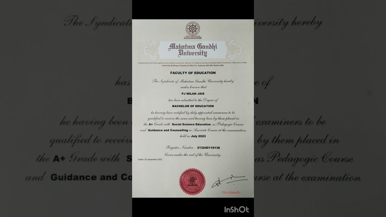 #B.Ed degree certificate #mgu #originalcertificate #2024 #teacher
