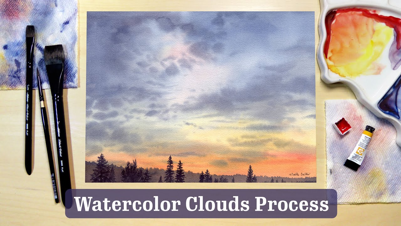 Sunset Clouds Watercolor Painting Process