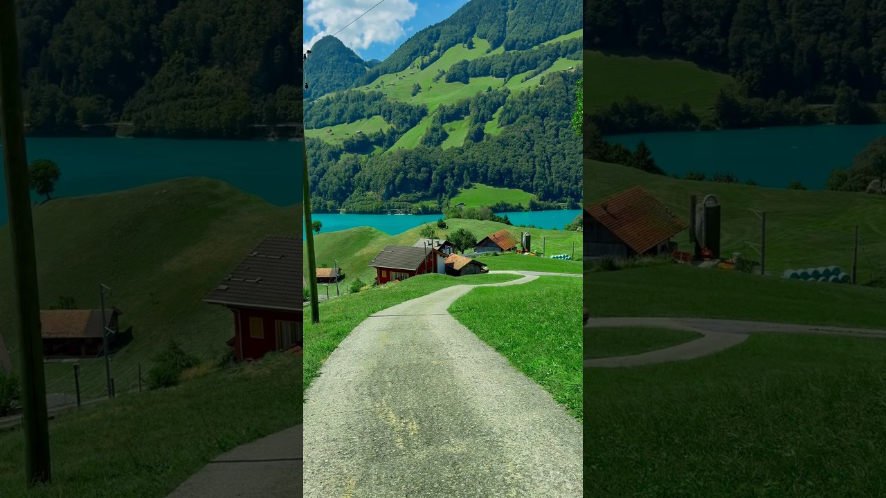Lungern, enchanting with its deep blue lake and unique scenery at the foothills of the Swiss Alps😍
