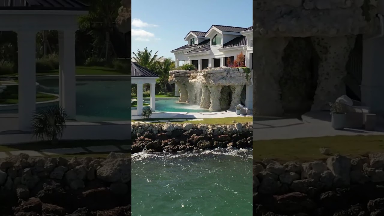 This pool has an insane lazy river underneath the home!