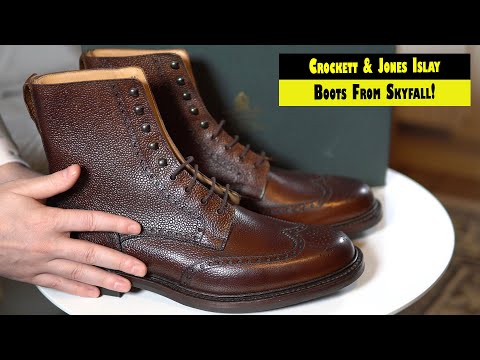Crítica das botas Crockett & Jones Islay em Scotchgrain marrom escuro | Botas James Bond de Skyfall! [4K]