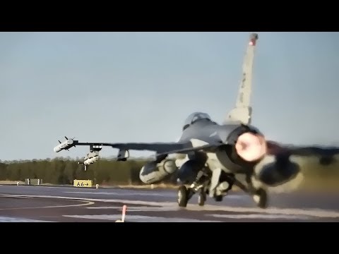 F-16 Fighter Jets Takeoff From Air Base In Sweden