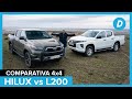 Comparativa 4x4 ¡al limite!: Toyota Hilux 2022 vs Mitsubishi L200 (tritón) en español | Diariomotor