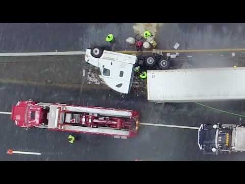 02-19-2021 Raynham, MA - Tractor Trailer Rollover Accident - Slick Roads - Winter Storm