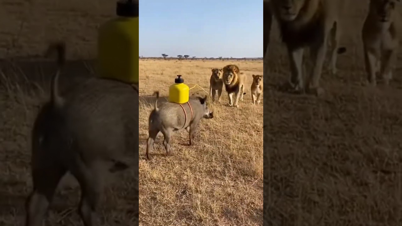 moment funny , Escape lions 🦁 #warthog's #lions' #Escapelions  #momentfunny #funny #animalfunny