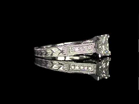 1 1/2 CTW Princess Cut Diamond Fashion Engagement Ring in 14K White Gold