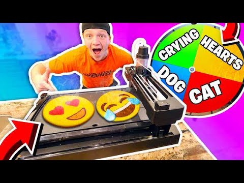 PANCAKE ART ROBOT CHALLENGE WITH MYSTERY WHEEL!